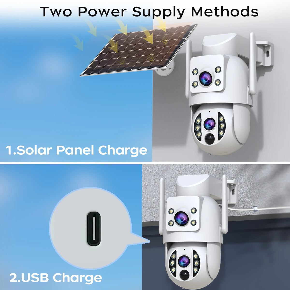 Câmera Solar 4K JOOAN - Sem Fio com Lente Dupla, Bateria Recarregável e IA