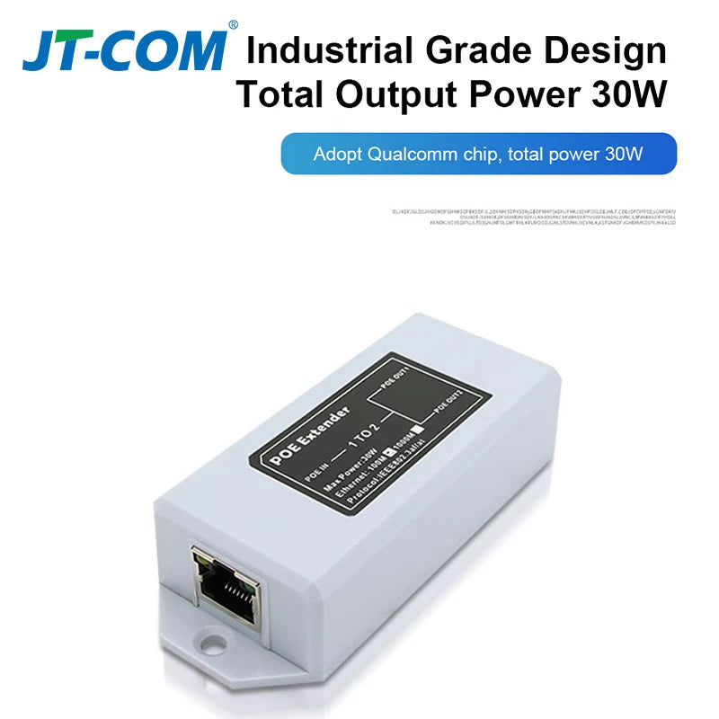 Extensor PoE OMAY 1 para 2 Portas Gigabit - IEEE 802.3af/at 48V 100/1000Mbps Extensão 100m Câmera IP NVR