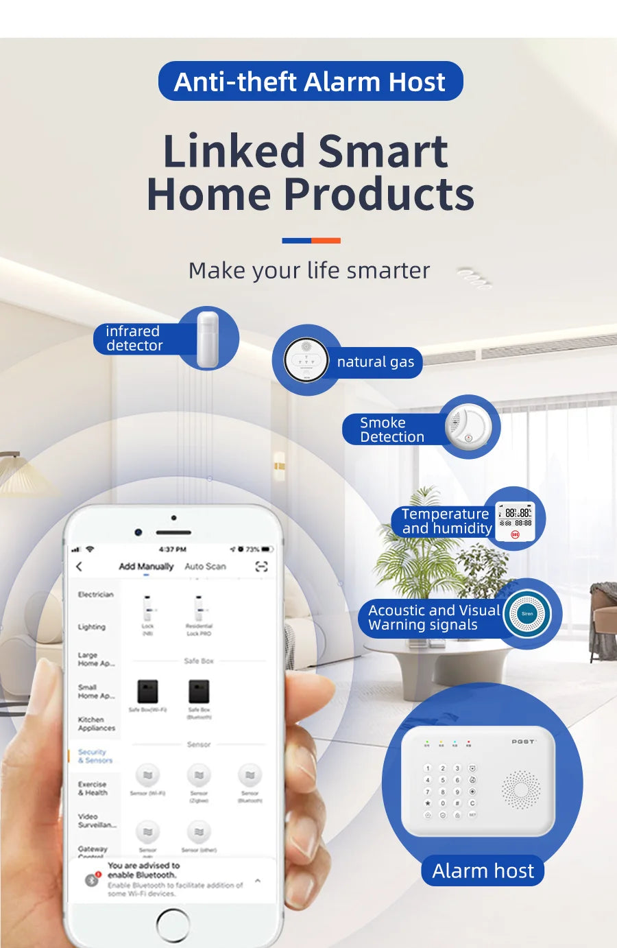 Pgst 4g wifi proteção de segurança alexa tuya vida inteligente automação residencial porta movimento sensor magnético alarme sistema segurança kit a01