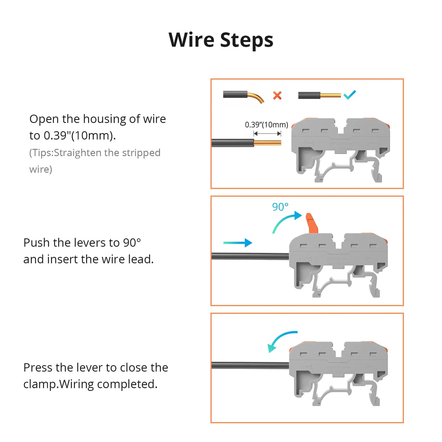 SONOFF-Universal Compact Din Rail Fio Conector, blocos de terminais, Push Quick, Mini Condutor, Splicing Connector
