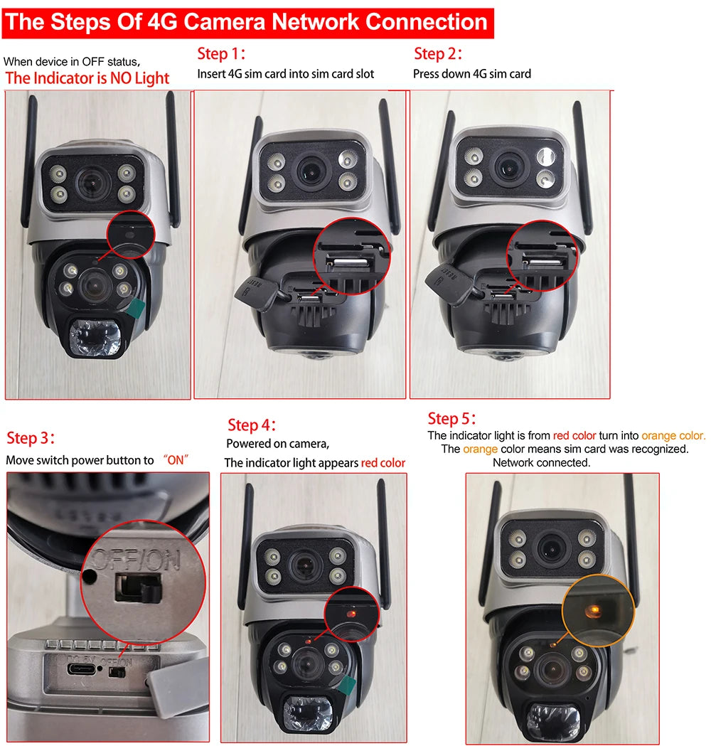 Câmera IP Solar 4G V380 8MP Lente Dupla PTZ 355° Bateria 8000mAh PIR+Radar Detecção Humana Visão Noturna IP66 App V380 - V380