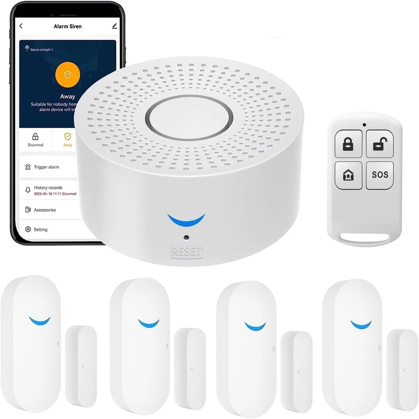 Tuya Wifi Smart Home Alarm System 433mhz Alarme de Segurança Assaltante Siren Smart Life App Controle Sem Fio Kits de Alarme Doméstico