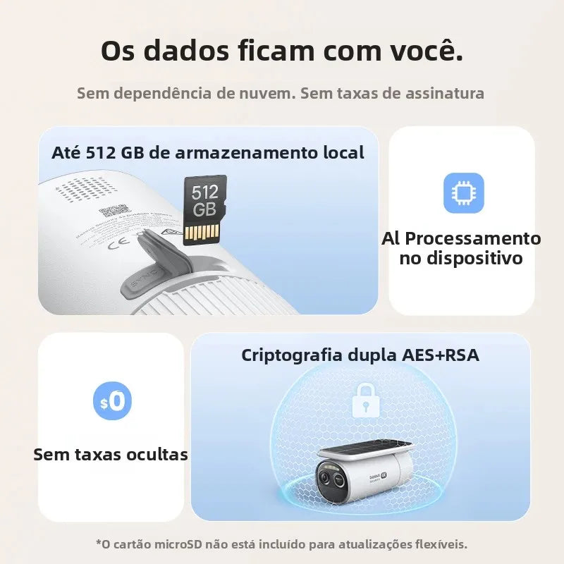 Câmera Baseus Security S2 4K Solar WiFi com Face ID e IP67 - 145° FOV