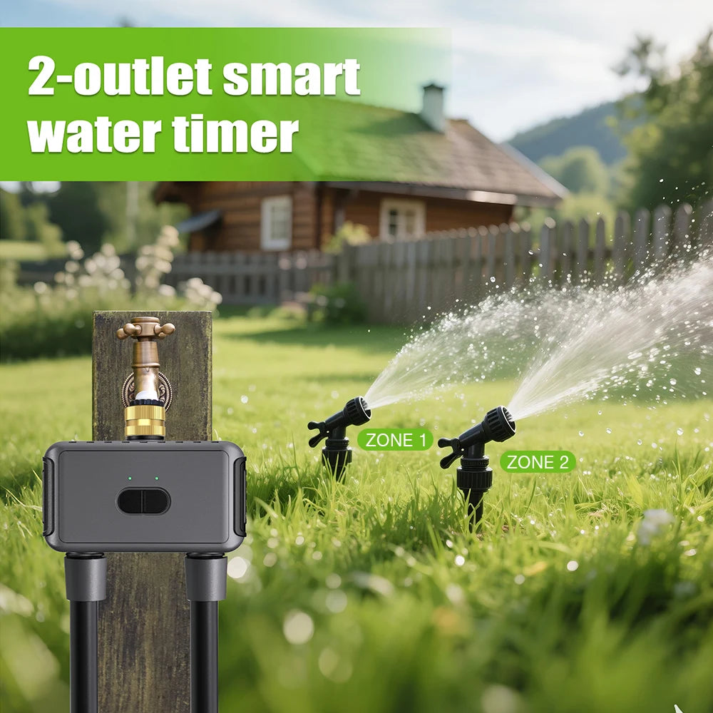 Tuya wi fi temporizador de água automático waterer 2 saídas sistema rega irrigação controle app sprinkler programador para jardim gramado