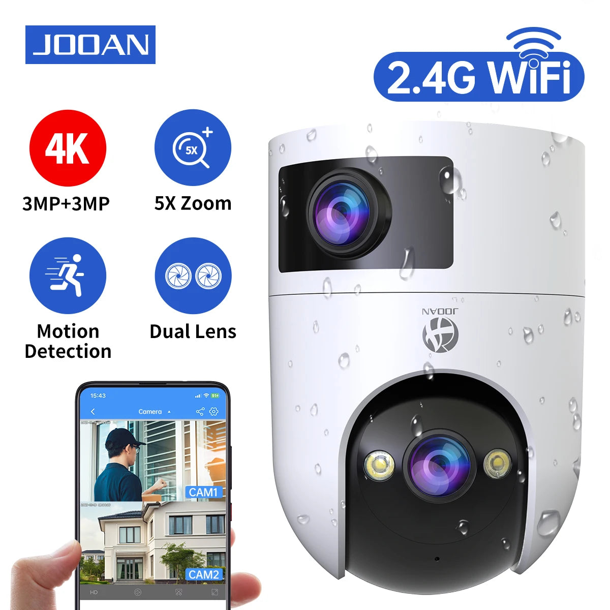 Câmera WiFi Lente Dupla 6MP/8MP JOOAN W10 | Pan 360°, Visão Noturna Colorida e Áudio Bidirecional