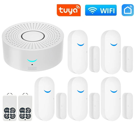 Tuya wifi sistema de alarme de casa inteligente 120db alarmes de segurança contra roubo sirene vida inteligente app controle sem fio kits de alarme anti-roubo
