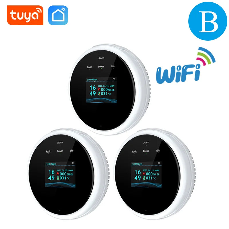 Tuya-Home Detector De Gás GLP, Alarme De Vazamento De Gás Natural, Display LED, Sensor De Vazamento, Controle APP Vida Inteligente, WiFi