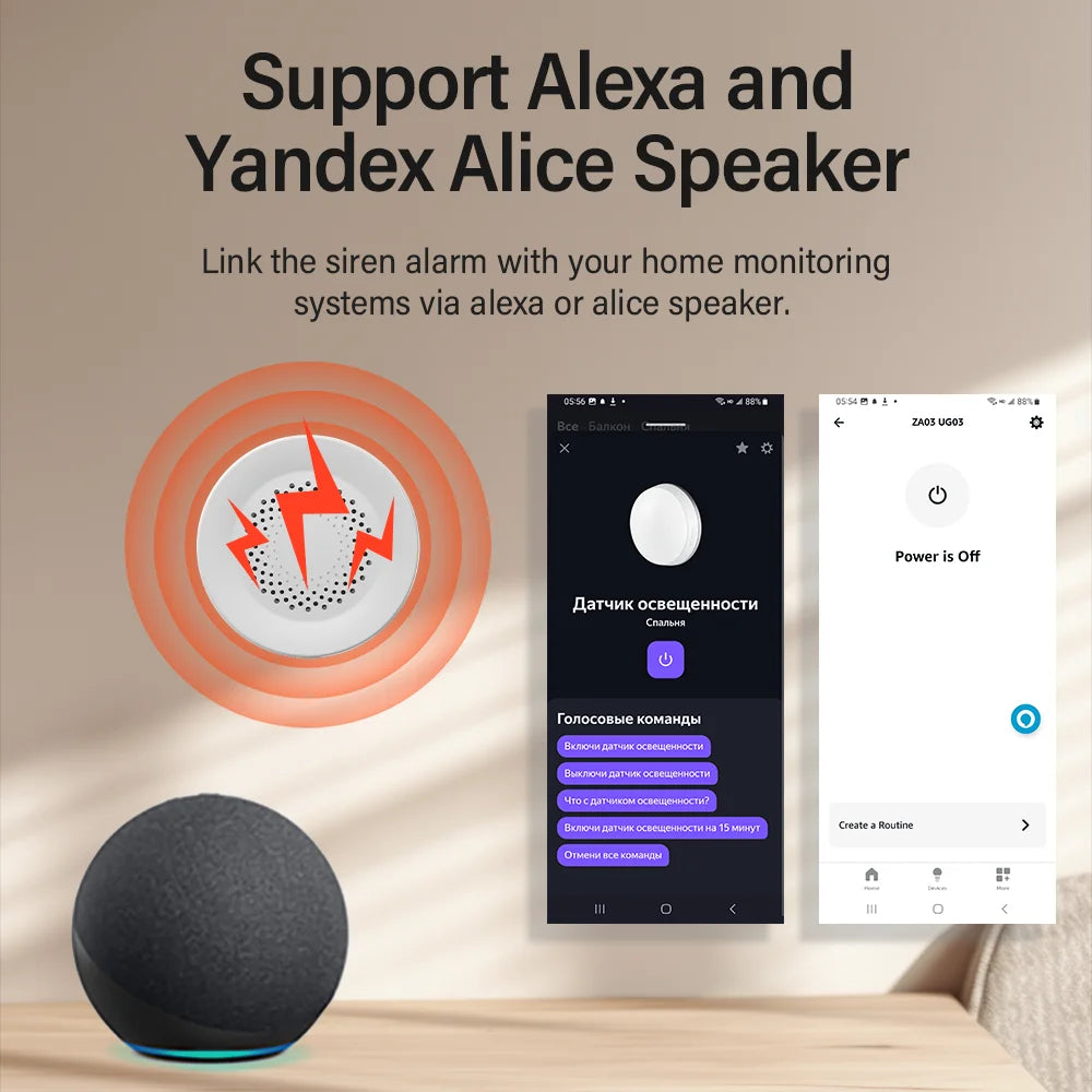 Tuya zigbee wifi sirene inteligente alarme 100db alto-falante para segurança em casa inteligente funciona com smartlife alexa yandex