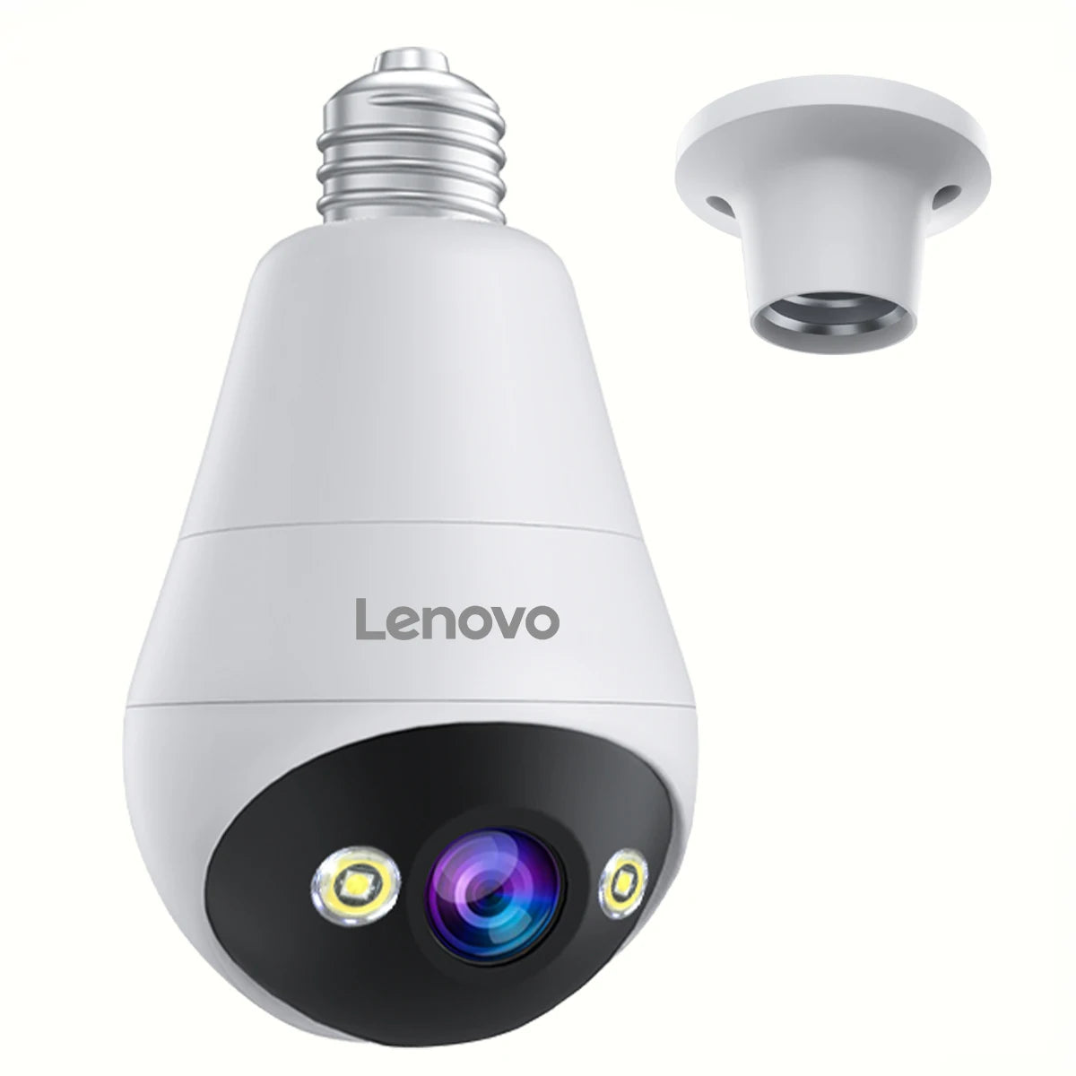 Câmera de Segurança Lenovo 3MP WiFi Lâmpada E27 com Visão Noturna Colorida e Áudio Bidirecional