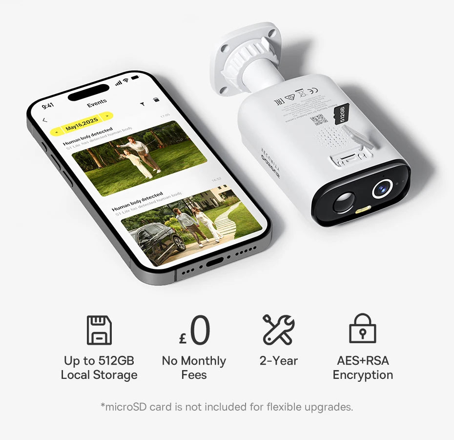 Câmera Baseus S1 Lite 2K 4MP Solar Dupla Lente 135° POE IP67 WiFi