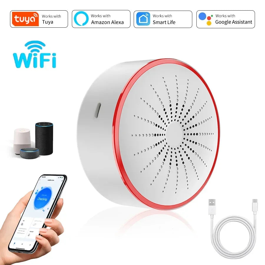Tuya wifi zigbee sirene sem fio ligado inteligente som-luz alarme chifre detector agarrado emits instantâneo som-luz alarme app contr