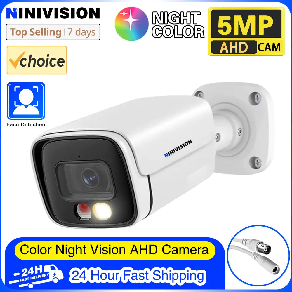 Câmera AHD 5MP NINIVISION Bullet Sensor Sony CCD Visão Noturna Colorida 3.6mm CCTV