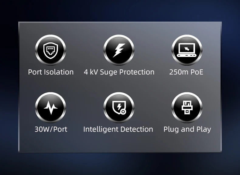 Switch Gigabit PoE KeepLiNK 10 Portas Fanless - 8 PoE+ 2 Uplink IEEE 802.3af/at 135W VLAN Câmeras IP