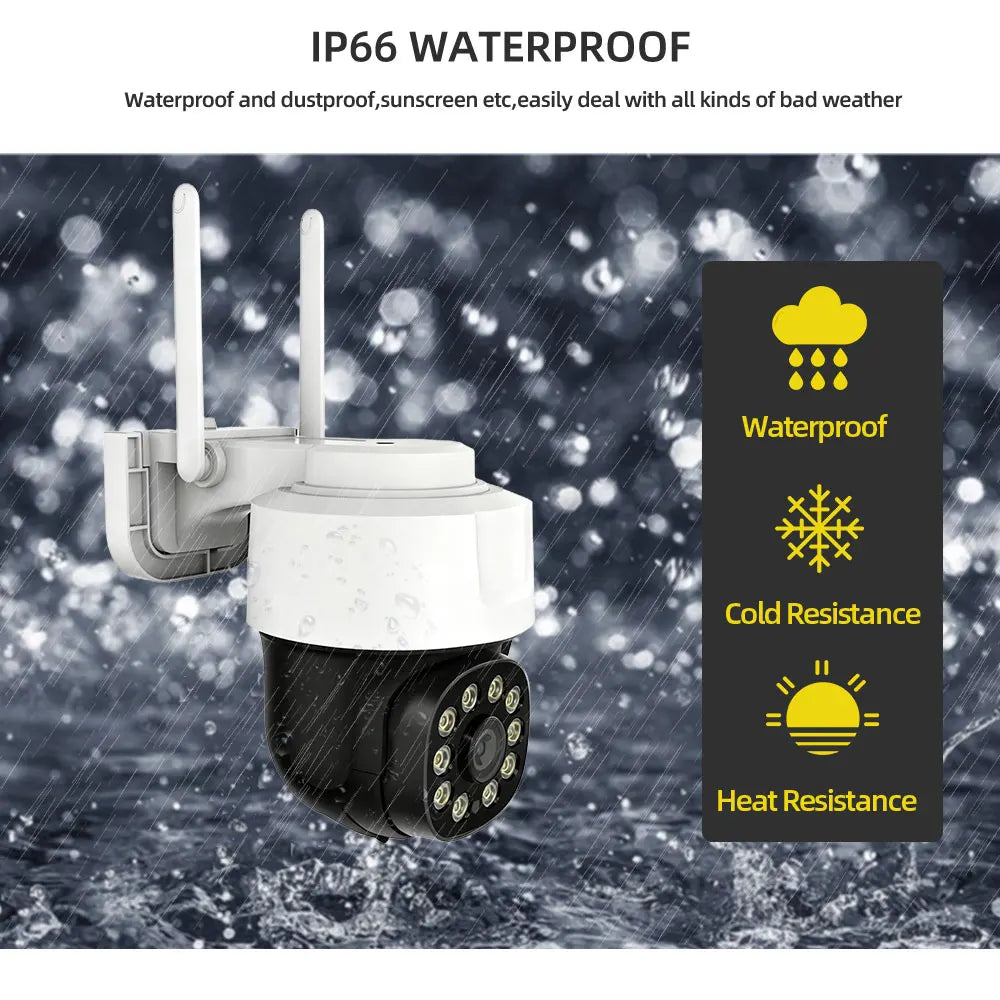 Câmera de vigilância wi-fi 5mp, ambiente externo e interno, visão noturna colorida, tuya, casa inteligente, rastreamento automático, sem fio, câmera ip de segurança ptz