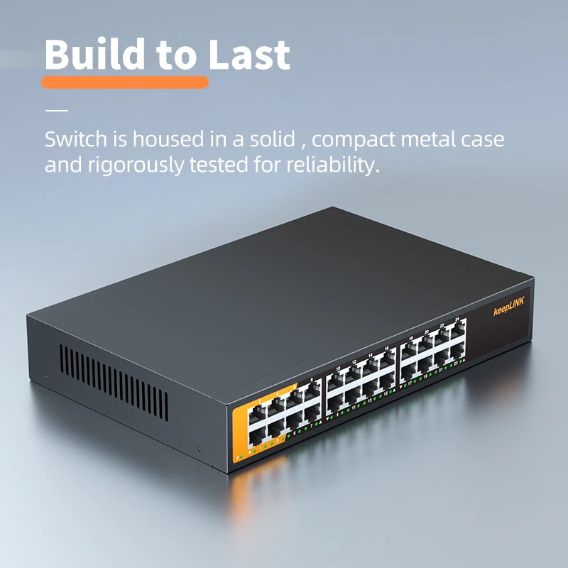 Switch Ethernet Gigabit de 24 portas KeepLiNK Plug and Play não gerenciado