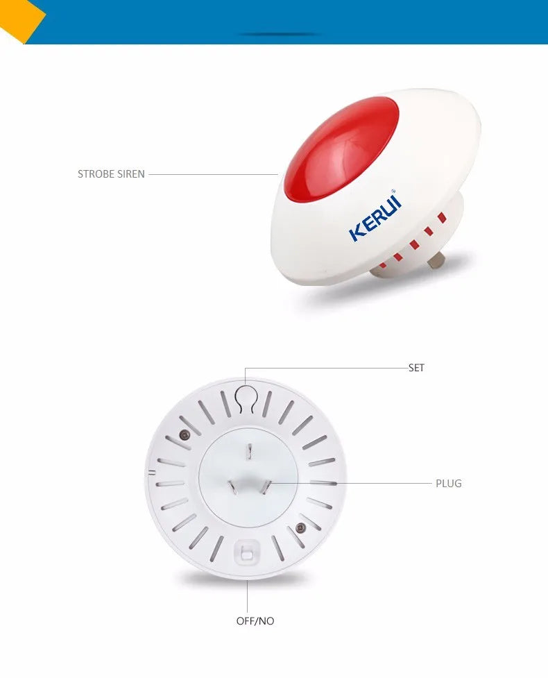 Sirene Interna Sem Fio KERUI J009 com Flash LED Estroboscópico Vermelho para Sistema de Alarme GSM - KERUI