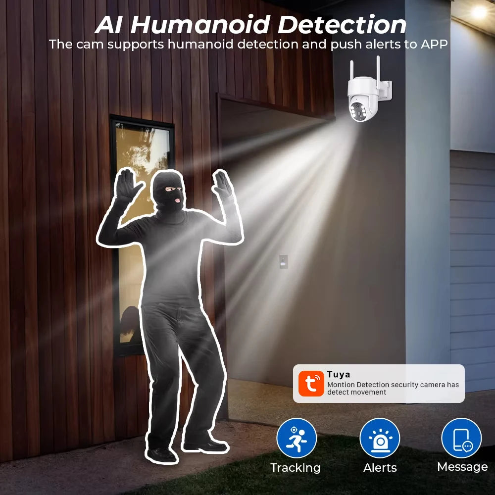 2k 4mp tuya câmera de segurança inteligente sem fio ao ar livre wifi câmera movida a energia solar cor cheia visão noturna humano rastreamento automático ip65