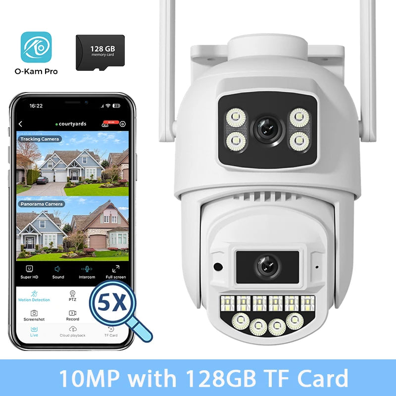 BESDER 15MP Wifi Câmera IP PTZ 10MP Três Tela 180 °   Proteção de segurança CCTV de 8MP com rastreamento automático externo grande angular O-Kam Pro