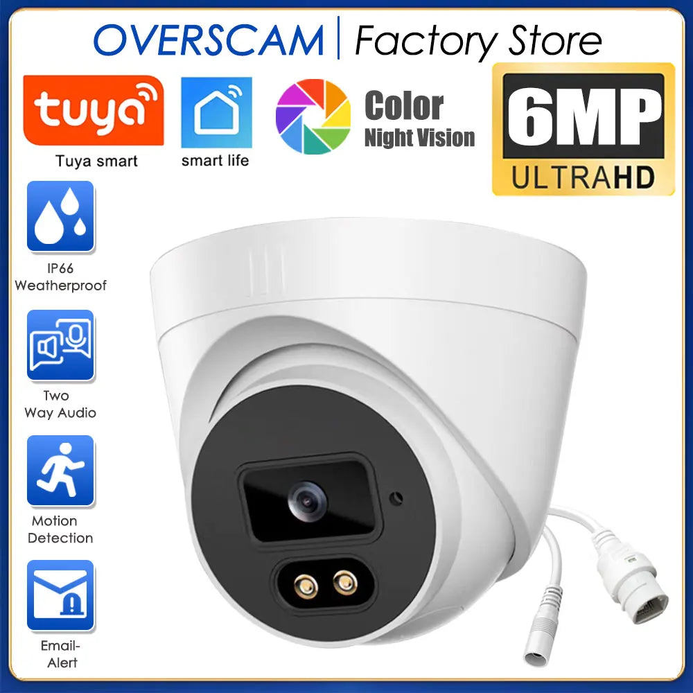 Câmera Dome IP POE 6MP | Visão Noturna Colorida, Áudio Bidirecional e IA – Overscam