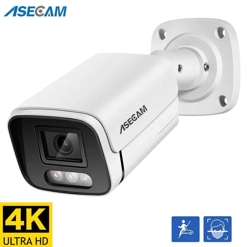 Câmera IP PoE 8MP com IA Detecção Humana 3 LEDs Visão Noturna Colorida - ASECAM B3 AI