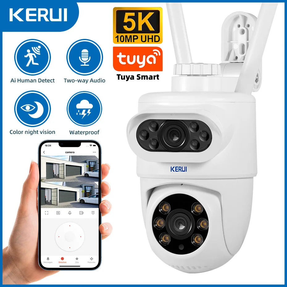 Central de Alarme KERUI G70 Tuya WiFi 4G Tela Touch 7" + Sensor PIR P10 FSK 100 Zonas Sistema Inteligente - KERUI