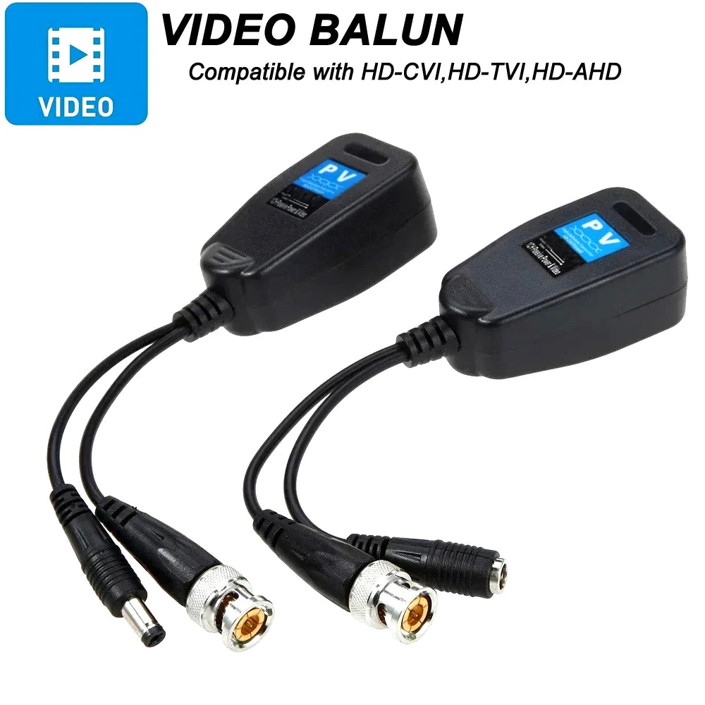 Balun Passivo RJ45 para BNC Transceptor de Vídeo CCTV para Câmeras AHD TVI CVI Analógicas - JIENUO