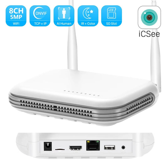 Anbiux wifi nvr mini 8ch 5mp xmeye wifi gravador de vídeo para sistema de segurança sem fio slot para cartão tf detecção facial p2p h.265 icsee - LUFT SECURITY LTDA8 canaisAnbiux wifi nvr mini 8ch 5mp xmeye wifi gravador de vídeo para sistema de segurança sem fio slot para cartão tf detecção facial p2p h.265 icsee