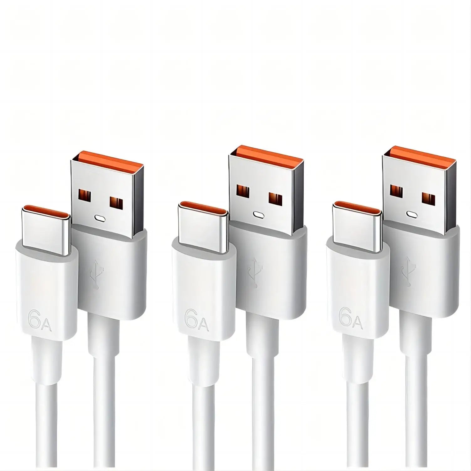 Kit 3 Cabos USB-C 100W Carregamento Rápido 6A - Huawei OPPO Vivo iQoo