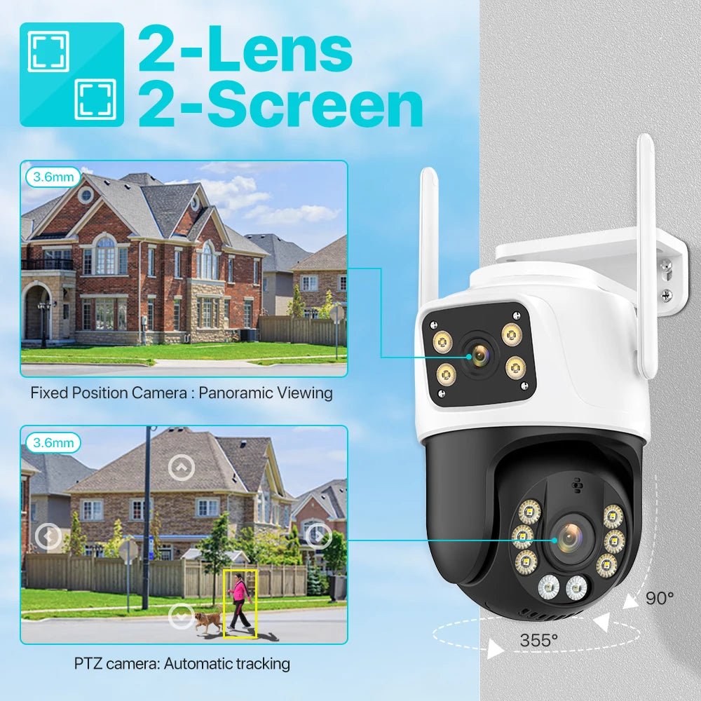 Câmera IP PTZ de três lentes, câmera de segurança externa HD com três telas, Wi - Fi, rastreamento automático, câmera CCTV sem fio com lente dupla iCsee - LUFT SECURITY LTDA2 Lens With 256GCâmera IP PTZ de três lentes, câmera de segurança externa HD com três telas, Wi - Fi, rastreamento automático, câmera CCTV sem fio com lente dupla iCsee