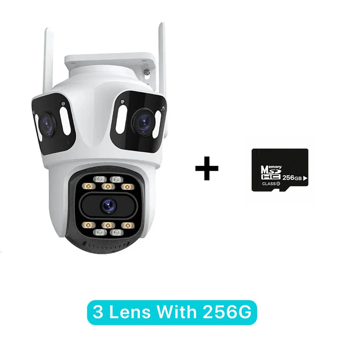 Câmera IP PTZ de três lentes, câmera de segurança externa HD com três telas, Wi - Fi, rastreamento automático, câmera CCTV sem fio com lente dupla iCsee - LUFT SECURITY LTDA3 Lens With 256GCâmera IP PTZ de três lentes, câmera de segurança externa HD com três telas, Wi - Fi, rastreamento automático, câmera CCTV sem fio com lente dupla iCsee