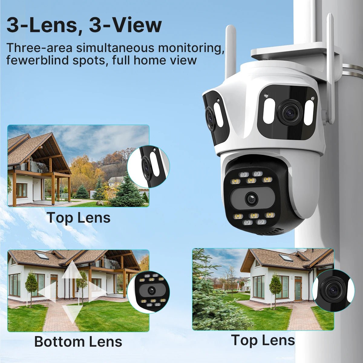 Câmera IP PTZ de três lentes, câmera de segurança externa HD com três telas, Wi - Fi, rastreamento automático, câmera CCTV sem fio com lente dupla iCsee - LUFT SECURITY LTDA2 Lens With 256GCâmera IP PTZ de três lentes, câmera de segurança externa HD com três telas, Wi - Fi, rastreamento automático, câmera CCTV sem fio com lente dupla iCsee