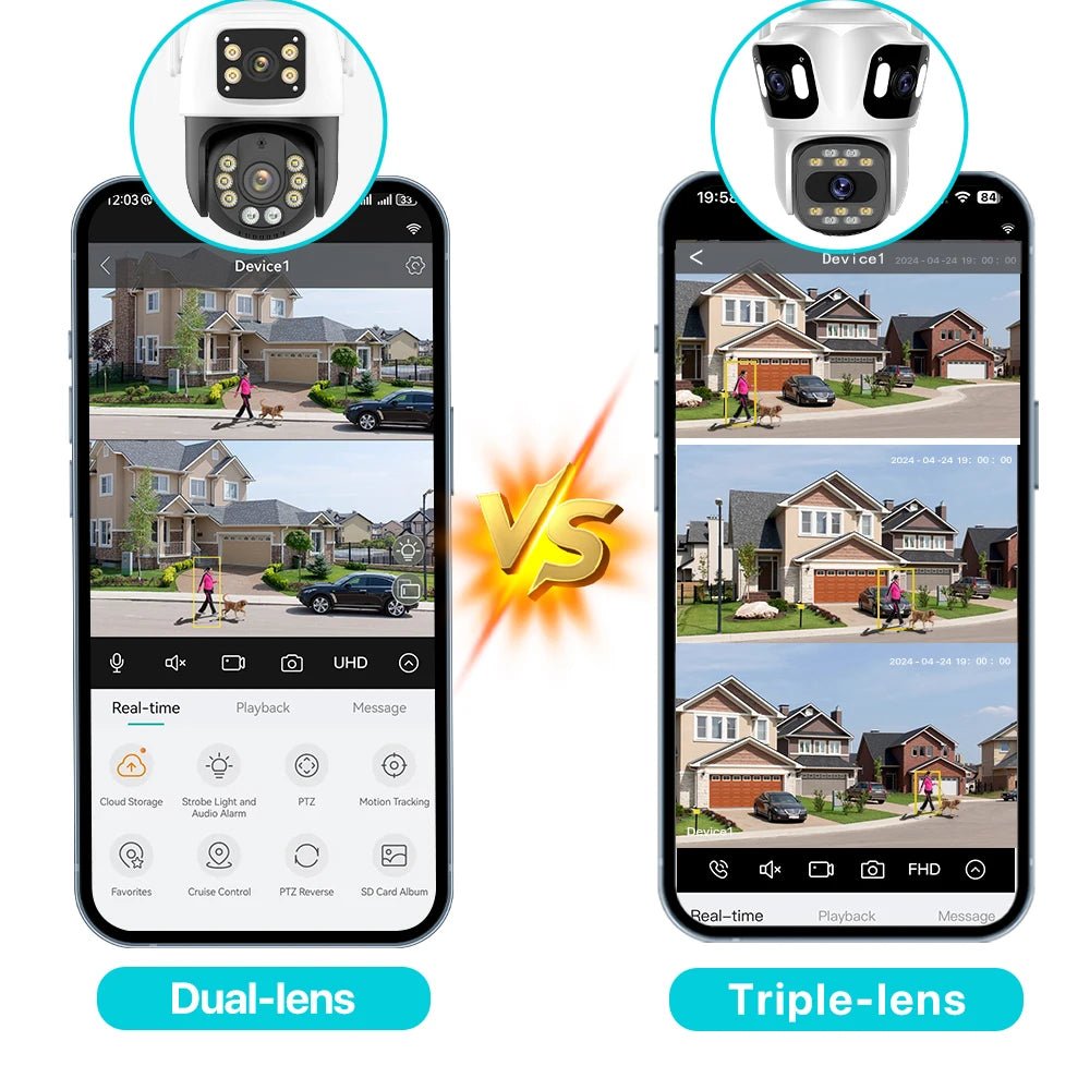 Câmera IP PTZ de três lentes, câmera de segurança externa HD com três telas, Wi - Fi, rastreamento automático, câmera CCTV sem fio com lente dupla iCsee - LUFT SECURITY LTDA2 Lens With 256GCâmera IP PTZ de três lentes, câmera de segurança externa HD com três telas, Wi - Fi, rastreamento automático, câmera CCTV sem fio com lente dupla iCsee