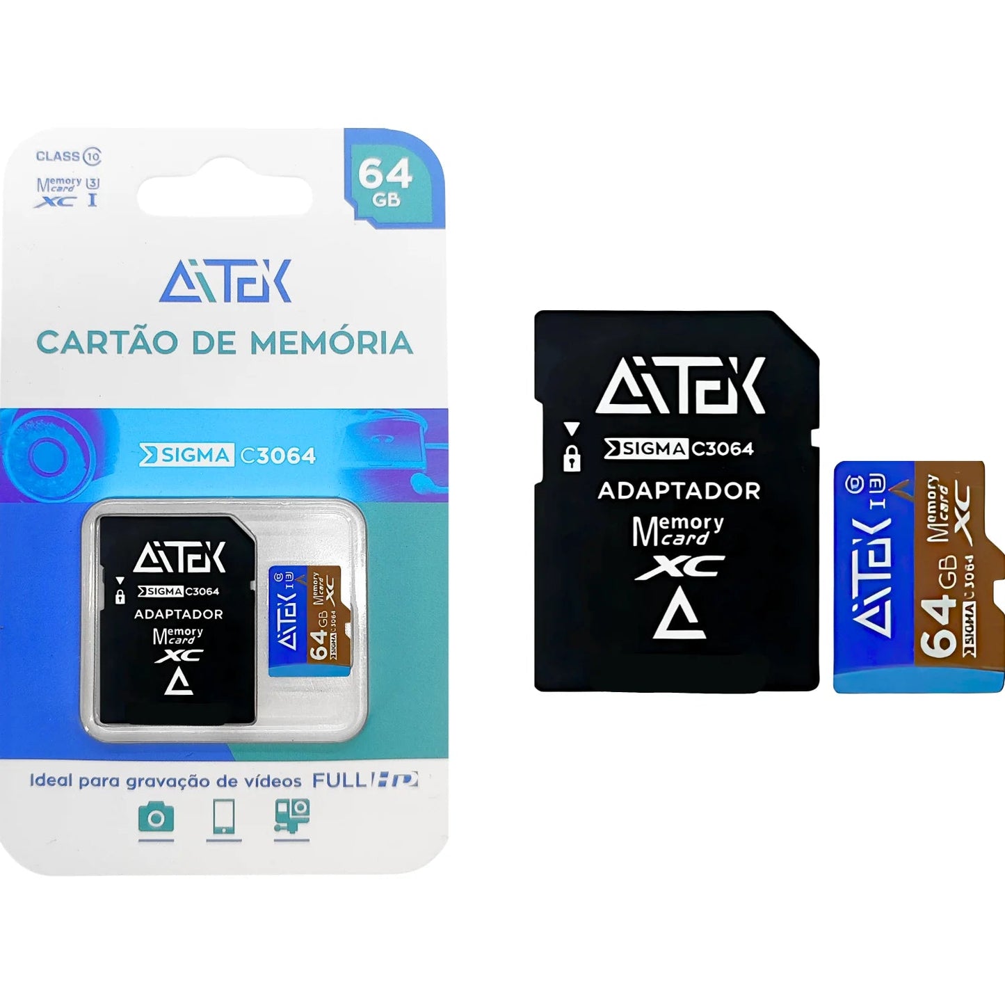 Cartão De Memória MicroSD 64GB Alta Velocidade UHS I 80MBs Leitura 40MBs Gravação Compatível Smartphone Camera Drone - LUFT SECURITY LTDA64 GBCartão De Memória MicroSD 64GB Alta Velocidade UHS I 80MBs Leitura 40MBs Gravação Compatível Smartphone Camera Drone