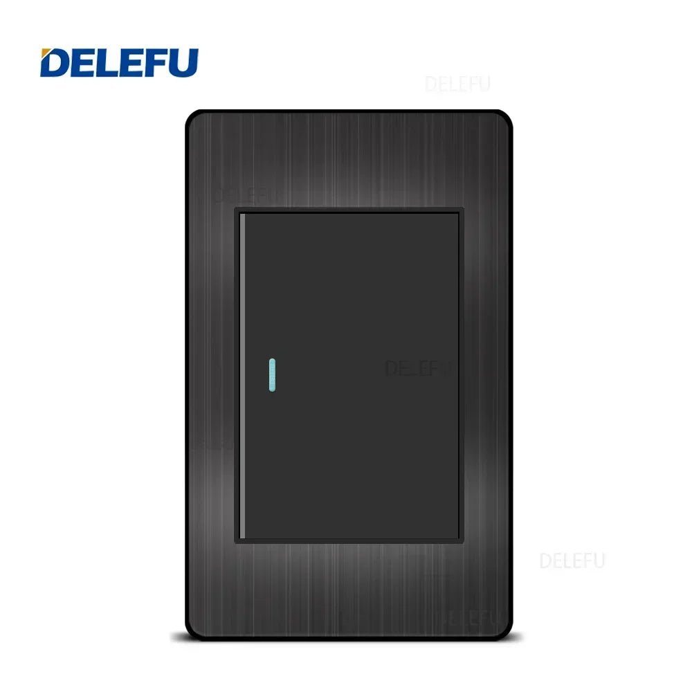 DELEFU - Painel preto de aço inoxidável série Brasil interruptor padrão 10A tomada Computador USB Tipo C tomada de parede - LUFT SECURITY LTDA1gang 2wayDELEFU - Painel preto de aço inoxidável série Brasil interruptor padrão 10A tomada Computador USB Tipo C tomada de parede