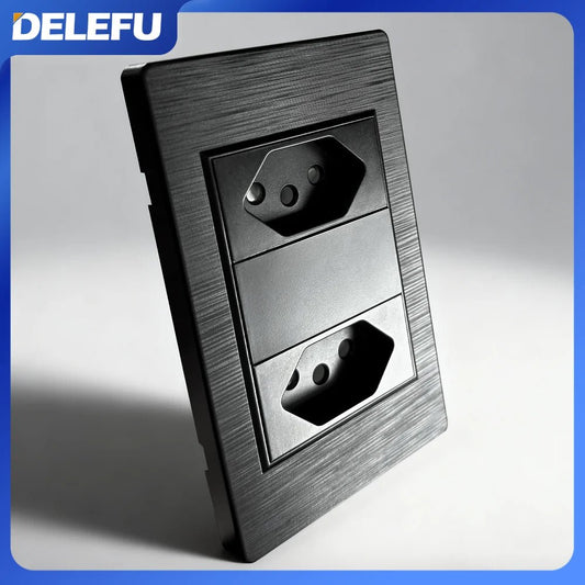 DELEFU - Tomada escovada preta para PC, padrão Brasil, USB duplo tipo C, tomada de parede, acende - LUFT SECURITY LTDA16A 4gang 2wayDELEFU - Tomada escovada preta para PC, padrão Brasil, USB duplo tipo C, tomada de parede, acende