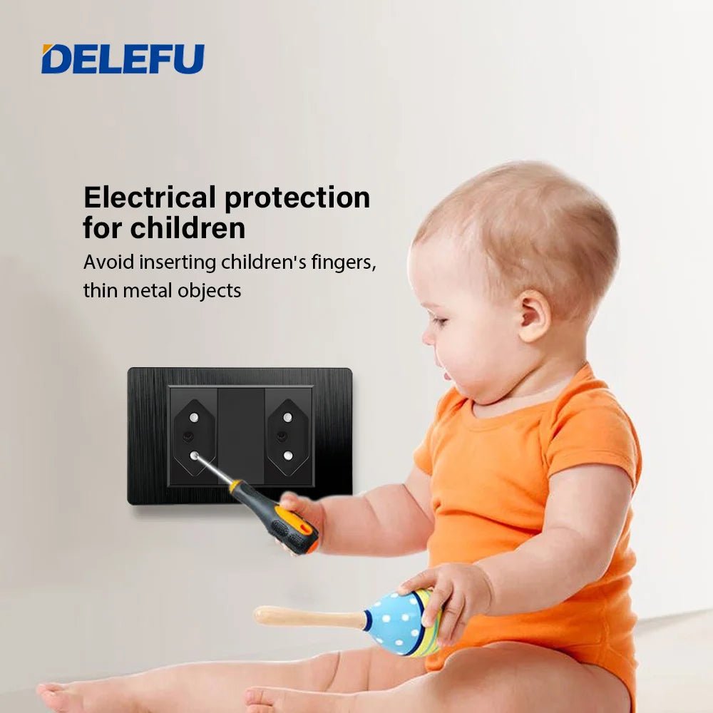 DELEFU - Tomada escovada preta para PC, padrão Brasil, USB duplo tipo C, tomada de parede, acende - LUFT SECURITY LTDA16A 4gang 2wayDELEFU - Tomada escovada preta para PC, padrão Brasil, USB duplo tipo C, tomada de parede, acende