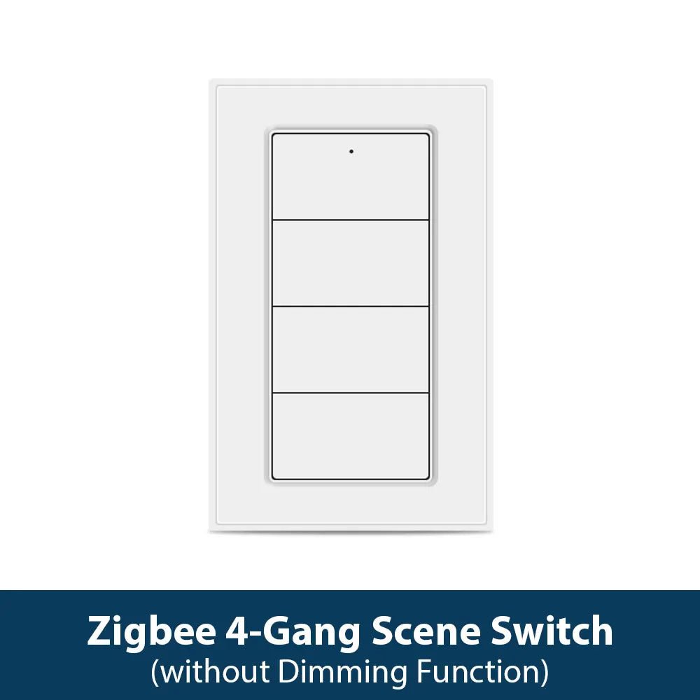 Interruptor de cena sem fio Zemismart Zigbee de 4 gangues, alimentado por bateria, compatível com Tuya Home Assistant Homey Hubitat (hub necessário) - LUFT SECURITY LTDAwithout DimmingInterruptor de cena sem fio Zemismart Zigbee de 4 gangues, alimentado por bateria, compatível com Tuya Home Assistant Homey Hubitat (hub necessário)