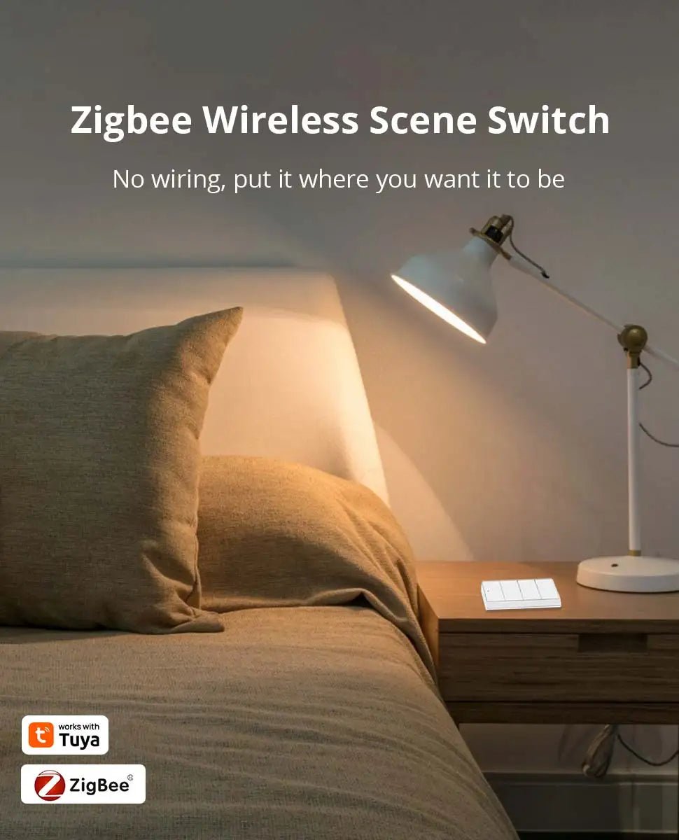 Interruptor de cena sem fio Zemismart Zigbee de 4 gangues, alimentado por bateria, compatível com Tuya Home Assistant Homey Hubitat (hub necessário) - LUFT SECURITY LTDAwith DimmingInterruptor de cena sem fio Zemismart Zigbee de 4 gangues, alimentado por bateria, compatível com Tuya Home Assistant Homey Hubitat (hub necessário)