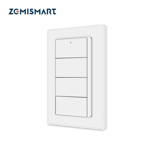 Interruptor de cena sem fio Zemismart Zigbee de 4 gangues, alimentado por bateria, compatível com Tuya Home Assistant Homey Hubitat (hub necessário) - LUFT SECURITY LTDAwith DimmingInterruptor de cena sem fio Zemismart Zigbee de 4 gangues, alimentado por bateria, compatível com Tuya Home Assistant Homey Hubitat (hub necessário)