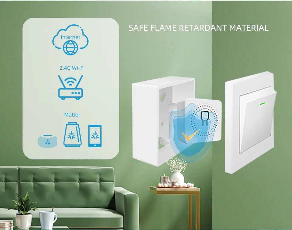 Matter 16A WiFi mini Smart Switch Pass - through Desconecte Tomadas de controle duplo Temporizador de controle remoto - LUFT SECURITY LTDA1pcMatter 16A WiFi mini Smart Switch Pass - through Desconecte Tomadas de controle duplo Temporizador de controle remoto