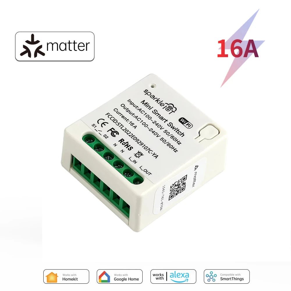 Matter 16A WiFi mini Smart Switch Pass - through Desconecte Tomadas de controle duplo Temporizador de controle remoto - LUFT SECURITY LTDA1pcMatter 16A WiFi mini Smart Switch Pass - through Desconecte Tomadas de controle duplo Temporizador de controle remoto