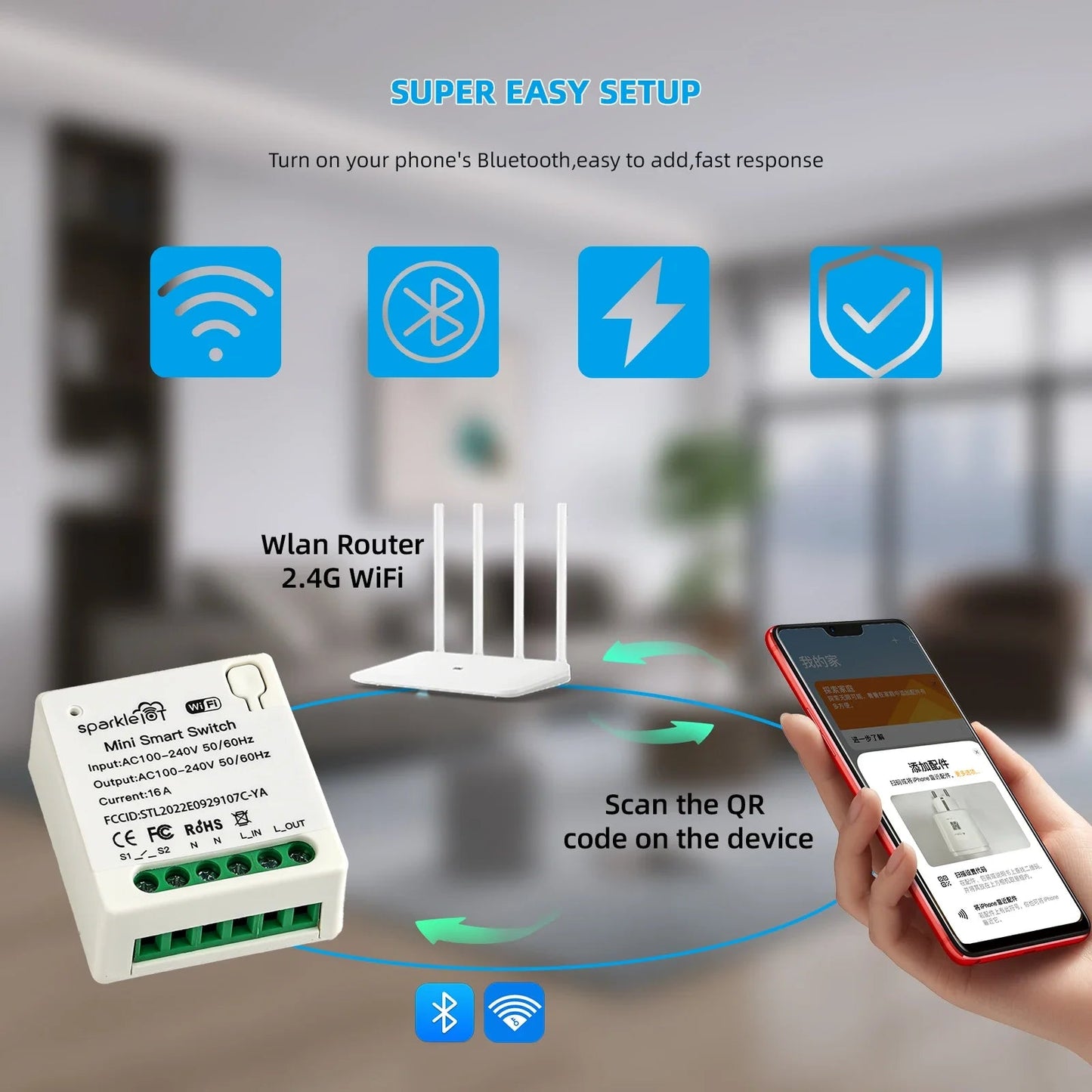 Matter 16A WiFi mini Smart Switch Pass - through Desconecte Tomadas de controle duplo Temporizador de controle remoto - LUFT SECURITY LTDA1pcMatter 16A WiFi mini Smart Switch Pass - through Desconecte Tomadas de controle duplo Temporizador de controle remoto