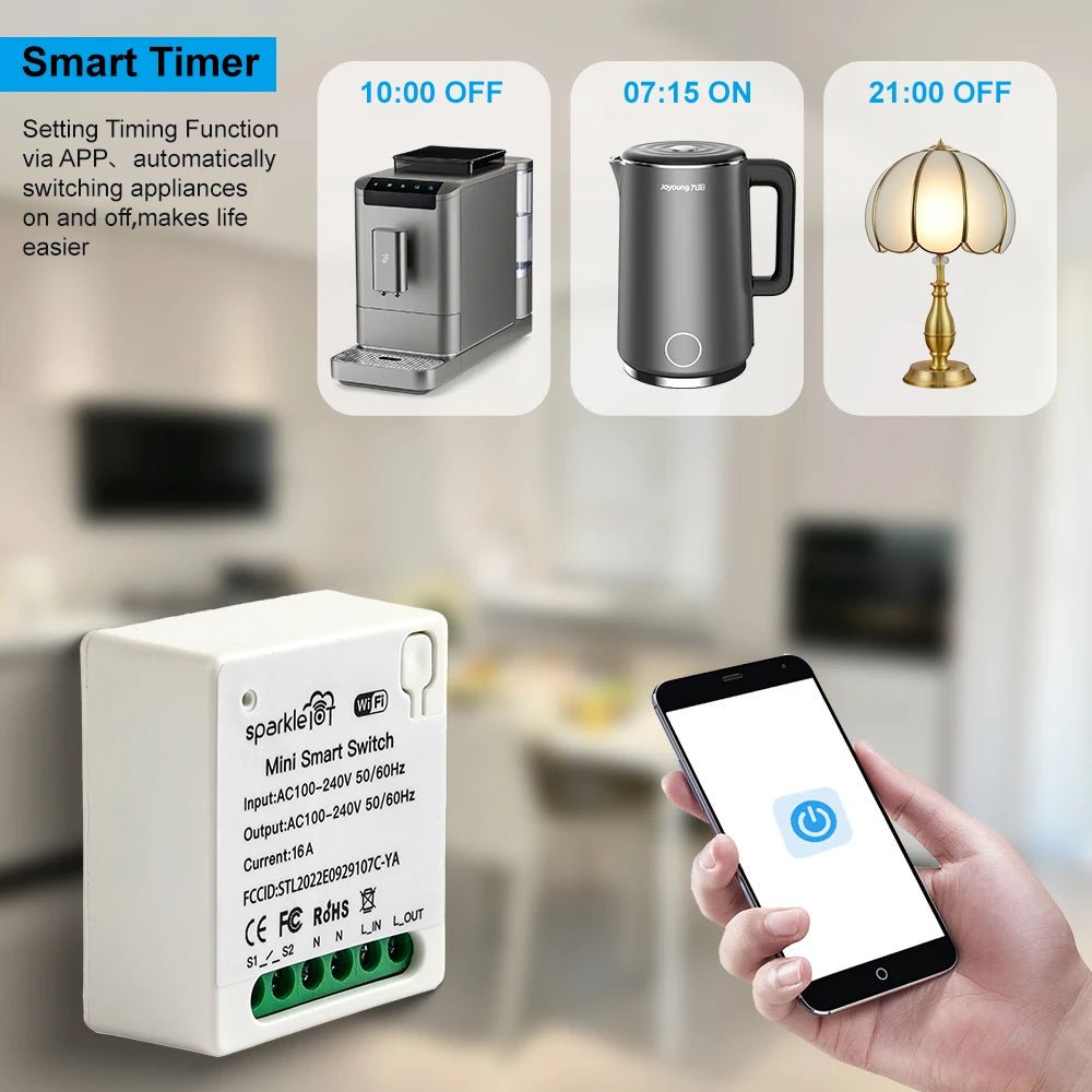 Matter 16A WiFi mini Smart Switch Pass - through Desconecte Tomadas de controle duplo Temporizador de controle remoto - LUFT SECURITY LTDA1pcMatter 16A WiFi mini Smart Switch Pass - through Desconecte Tomadas de controle duplo Temporizador de controle remoto