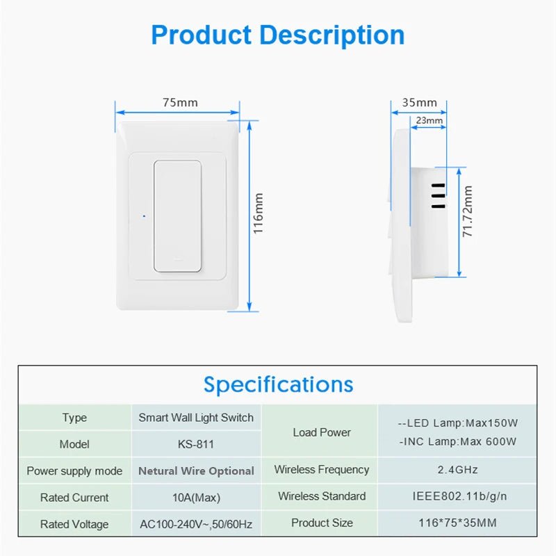 Milfra interruptor de luz inteligente wifi zigbee nenhum fio neutro necessário au kr brasil interruptores de botão de parede 1/2/3gang AC100V - 250V 50/60hz - LUFT SECURITY LTDA3 GangMilfra interruptor de luz inteligente wifi zigbee nenhum fio neutro necessário au kr brasil interruptores de botão de parede 1/2/3gang AC100V - 250V 50/60hz