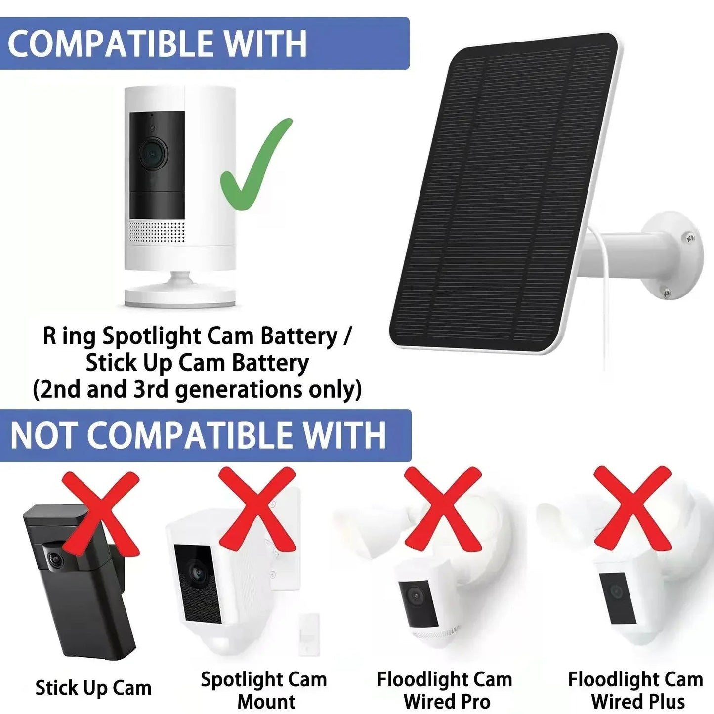 Painel Solar 4W para Câmera Ring Stick Up Cam com Cabo 4m Montagem Parede Alimentação Contínua Shyueda - LUFT SECURITY LTDAPainel Solar 4W para Câmera Ring Stick Up Cam com Cabo 4m Montagem Parede Alimentação Contínua Shyueda