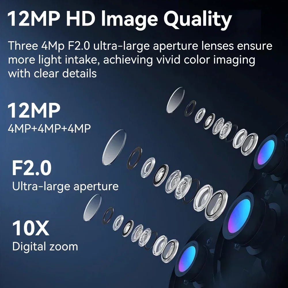 Pegatah 6k 12mp câmera wi - fi ao ar livre três telas três lentes 10x zoom ptz rastreamento automático alarme visual sonoro câmera de segurança - LUFT SECURITY LTDA3 Lens Add 32G CardPegatah 6k 12mp câmera wi - fi ao ar livre três telas três lentes 10x zoom ptz rastreamento automático alarme visual sonoro câmera de segurança