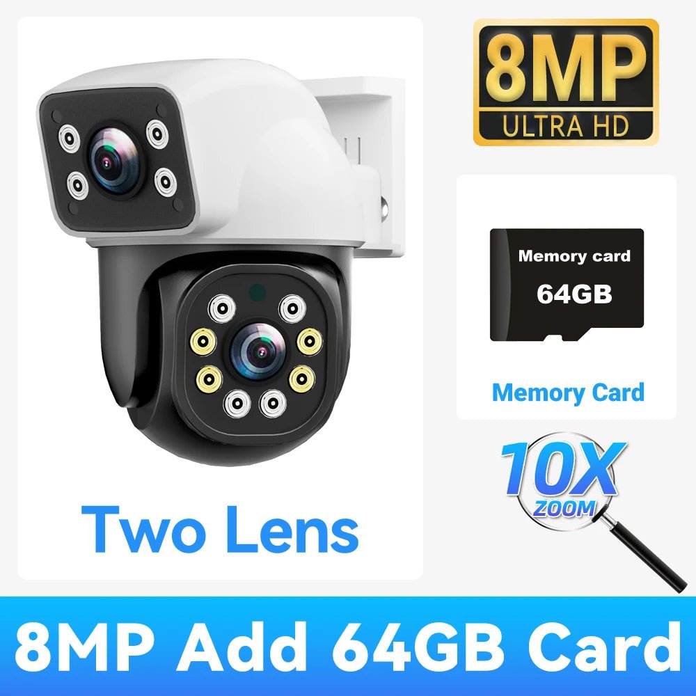 Pegatah 6k 12mp câmera wi - fi ao ar livre três telas três lentes 10x zoom ptz rastreamento automático alarme visual sonoro câmera de segurança - LUFT SECURITY LTDA2 Lens Add 64G CardPegatah 6k 12mp câmera wi - fi ao ar livre três telas três lentes 10x zoom ptz rastreamento automático alarme visual sonoro câmera de segurança