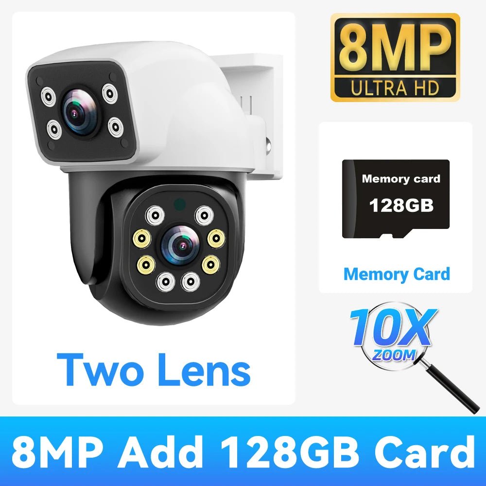 Pegatah 6k 12mp câmera wi - fi ao ar livre três telas três lentes 10x zoom ptz rastreamento automático alarme visual sonoro câmera de segurança - LUFT SECURITY LTDA2 Lens Add 128G CardPegatah 6k 12mp câmera wi - fi ao ar livre três telas três lentes 10x zoom ptz rastreamento automático alarme visual sonoro câmera de segurança