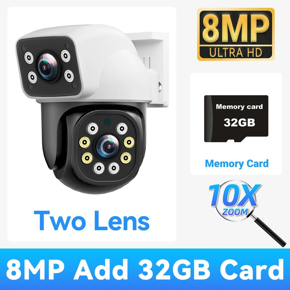 Pegatah 6k 12mp câmera wi - fi ao ar livre três telas três lentes 10x zoom ptz rastreamento automático alarme visual sonoro câmera de segurança - LUFT SECURITY LTDA2 Lens Add 32G CardPegatah 6k 12mp câmera wi - fi ao ar livre três telas três lentes 10x zoom ptz rastreamento automático alarme visual sonoro câmera de segurança