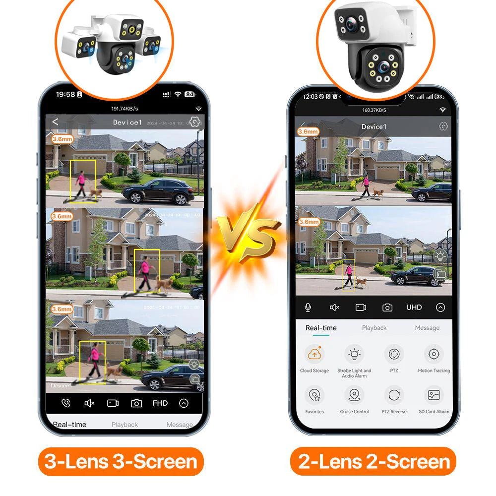 Pegatah 6k 12mp câmera wi - fi ao ar livre três telas três lentes 10x zoom ptz rastreamento automático alarme visual sonoro câmera de segurança - LUFT SECURITY LTDA3 Lens Add 32G CardPegatah 6k 12mp câmera wi - fi ao ar livre três telas três lentes 10x zoom ptz rastreamento automático alarme visual sonoro câmera de segurança
